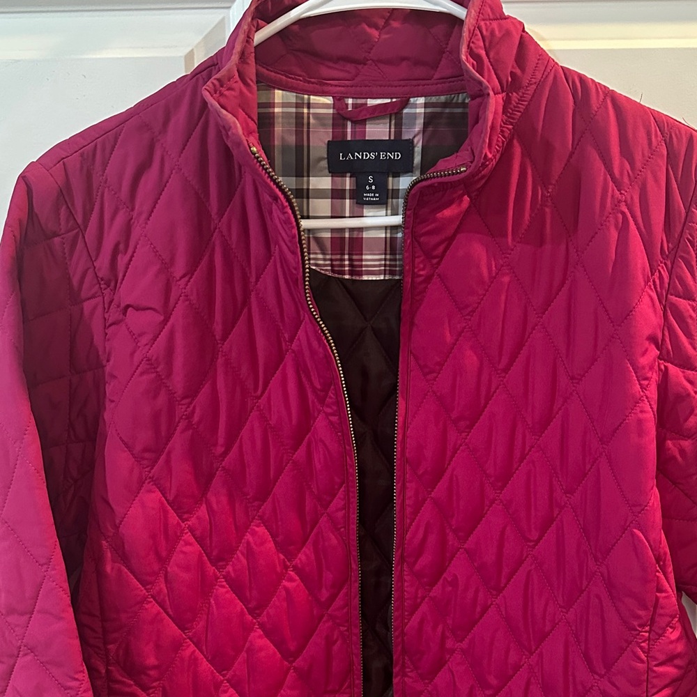 Lands' End Women's Fuchsia Quilted Puffer Jacket